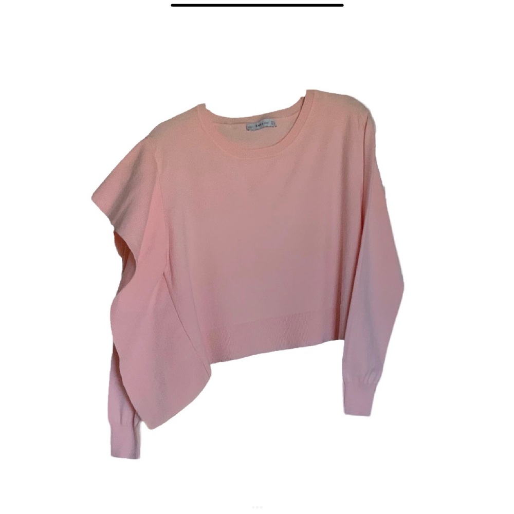 Zara Sweater Pink Ruffle Soft Size Medium EUC